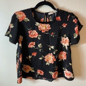 Black and Pink/Orange Floral Top
